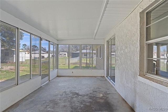 view of unfurnished sunroom