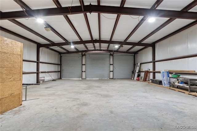 garage with metal wall