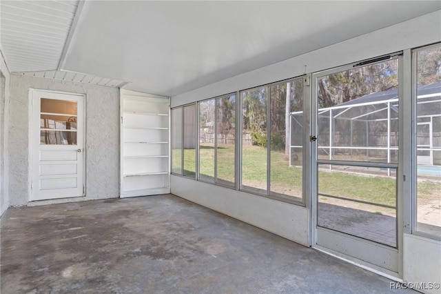 view of unfurnished sunroom