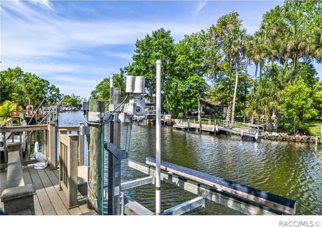 dock area featuring a water view