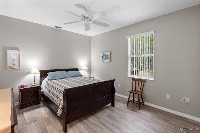 9989 N Langdon Rd, Citrus Springs, FL 34434 - bedroom with light wood-style flooring and a ceiling fan