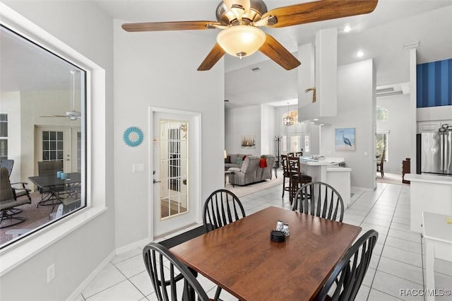9989 N Langdon Rd, Citrus Springs, FL 34434 - dining room featuring a ceiling fan and light tile patterned floors