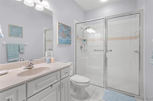 9989 N Langdon Rd, Citrus Springs, FL 34434 - bathroom featuring a stall shower, vanity, and tile patterned floors