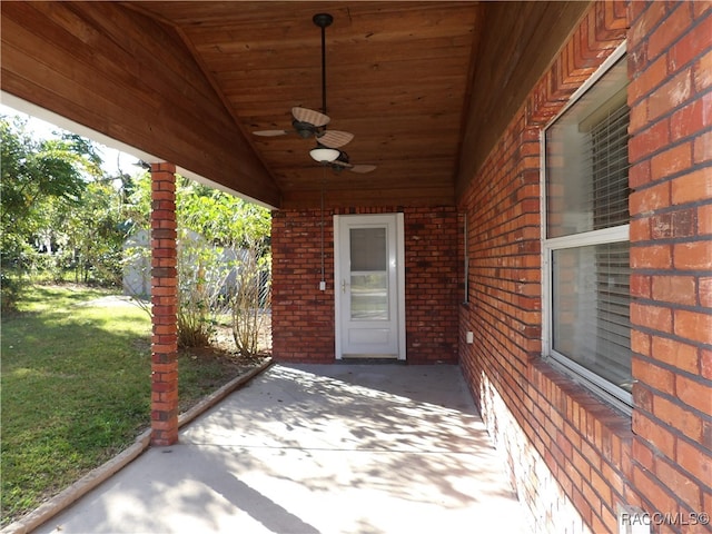 view of patio with ceiling fan