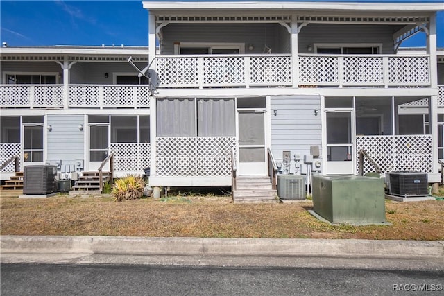 view of front of property featuring cooling unit