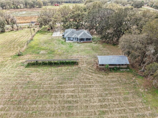 drone / aerial view featuring a rural view