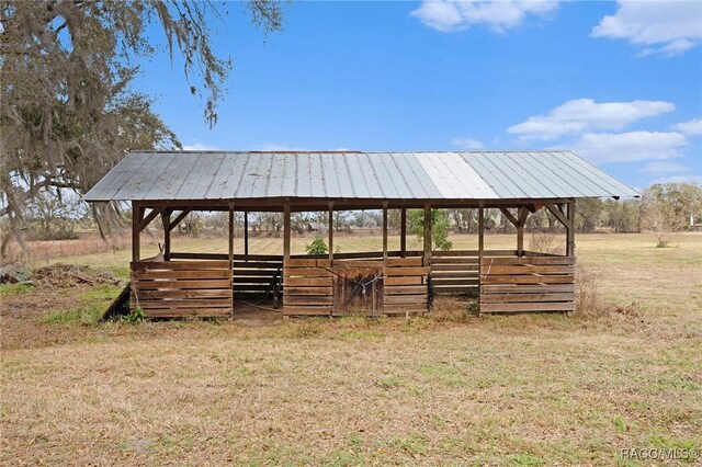 exterior space with an outbuilding