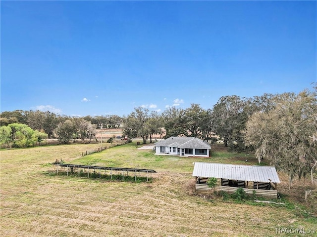 drone / aerial view with a rural view