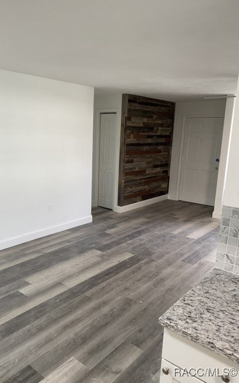 unfurnished room featuring dark wood-type flooring