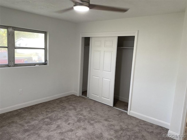 45 S Davis St, Beverly Hills, FL 34465 - unfurnished bedroom with carpet floors, a closet, baseboards, and a ceiling fan