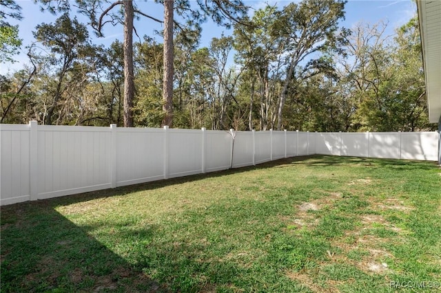 view of yard featuring a fenced backyard