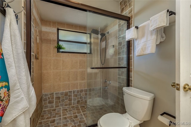 bathroom featuring toilet and walk in shower