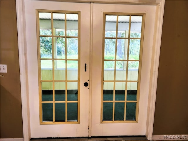 doorway featuring french doors