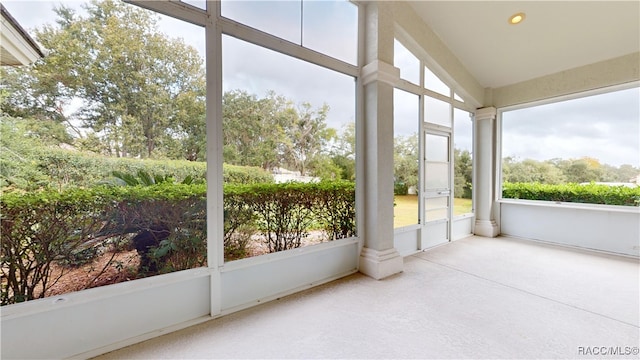 view of unfurnished sunroom