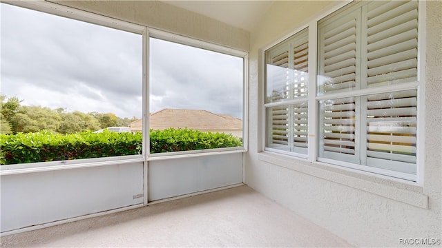 view of unfurnished sunroom