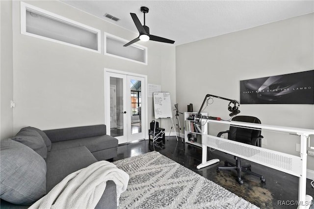 8638 Chadwick Dr, Tampa, FL 33635 - bedroom with french doors and a ceiling fan