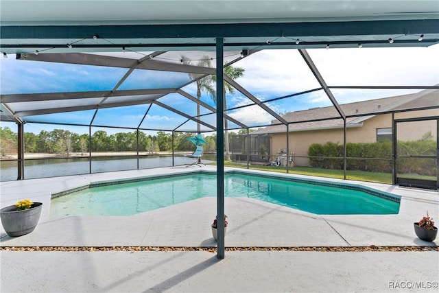 8638 Chadwick Dr, Tampa, FL 33635 - outdoor pool with a patio, glass enclosure, and a water view