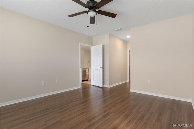 3417 N Michener Pt Unit 2C, Beverly Hills, FL 34465 - empty room with dark wood finished floors, a ceiling fan, and recessed lighting