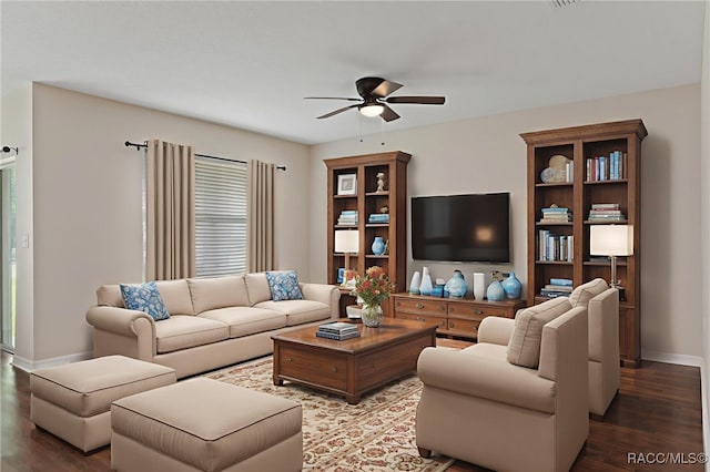3417 N Michener Pt Unit 2C, Beverly Hills, FL 34465 - living area with a ceiling fan and wood finished floors
