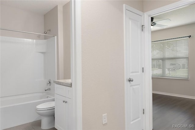 3417 N Michener Pt Unit 2C, Beverly Hills, FL 34465 - bathroom with ceiling fan, vanity, and washtub / shower combination