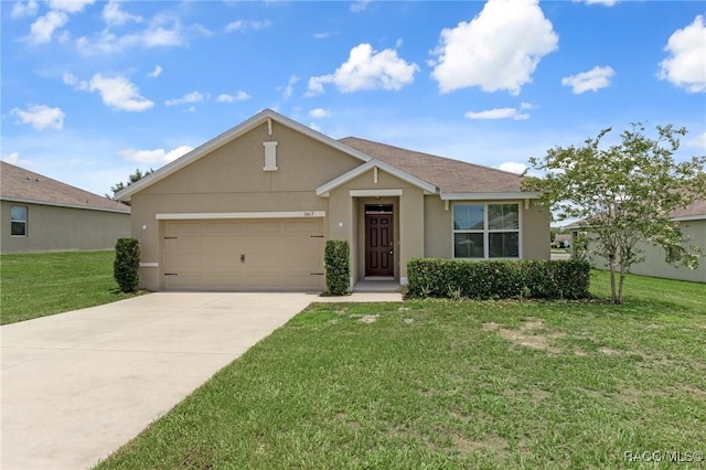 3417 N Michener Pt Unit 2C, Beverly Hills, FL 34465 - view of front of property featuring stucco siding, an attached garage, driveway, and a front yard