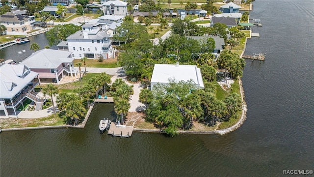 aerial view featuring a water view and a residential view