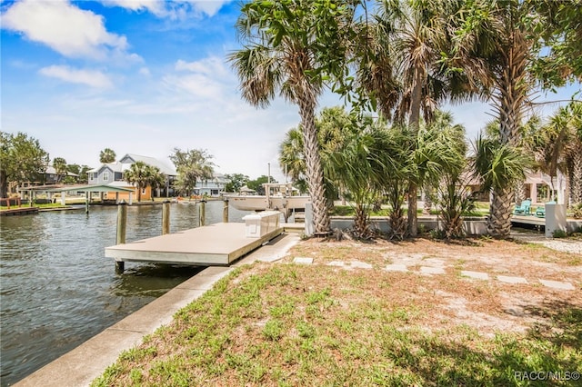 view of dock featuring a water view