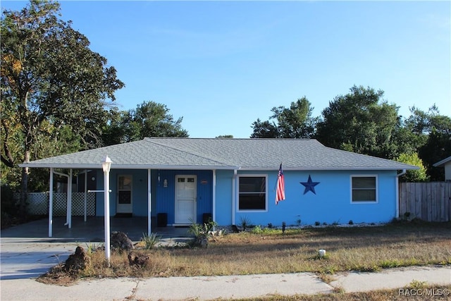 view of single story home