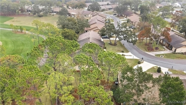 bird's eye view featuring a residential view and golf course view