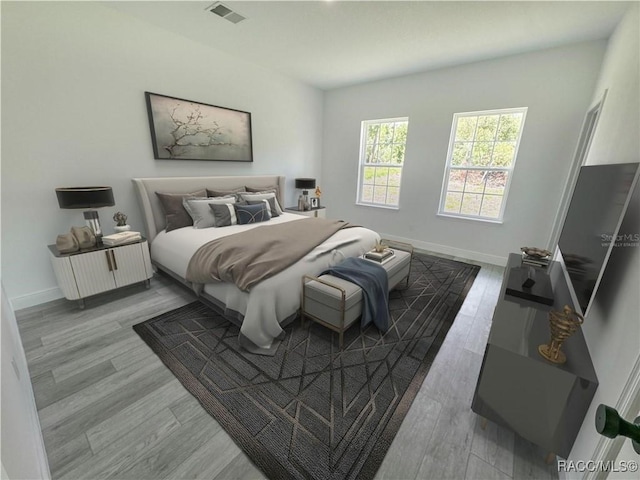 bedroom with wood-type flooring