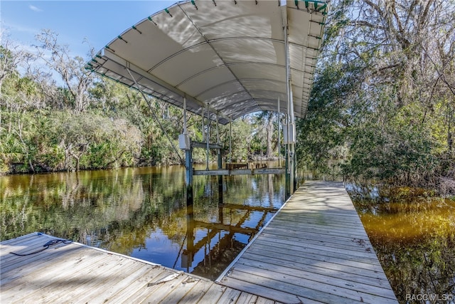 dock area featuring a water view