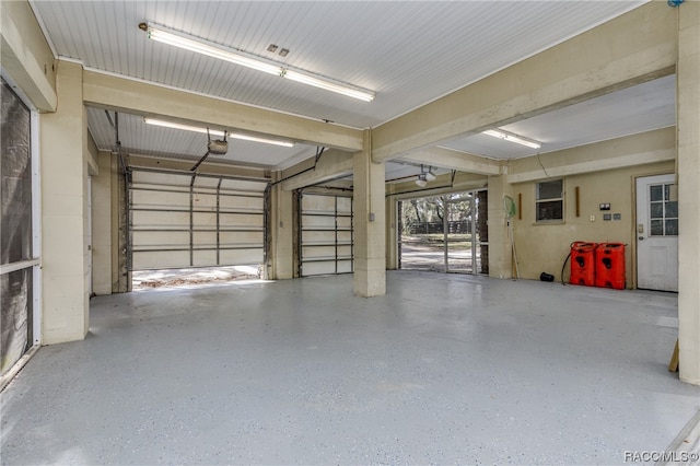 garage with a garage door opener