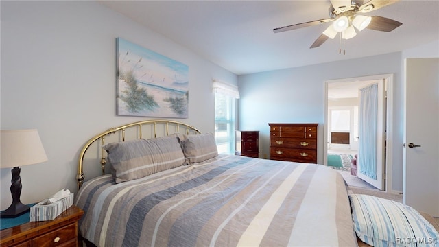 bedroom featuring ceiling fan