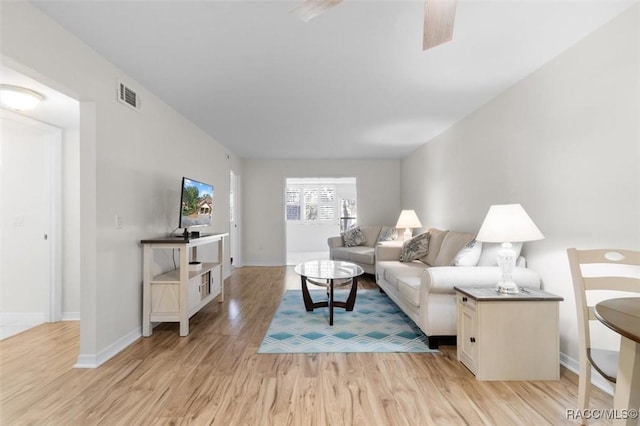 living room featuring light hardwood / wood-style floors