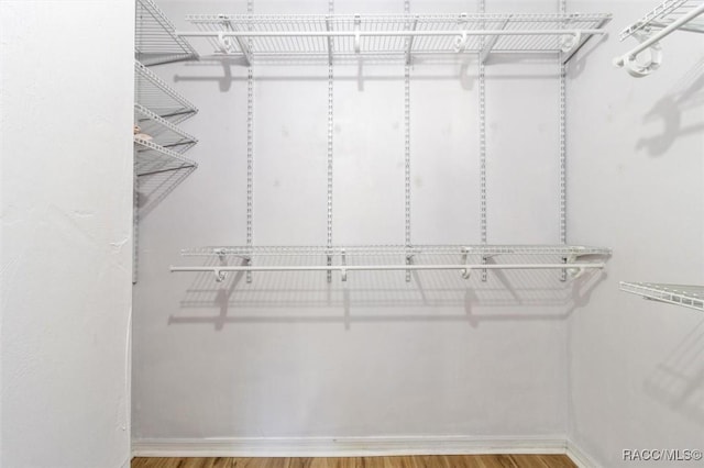 walk in closet featuring hardwood / wood-style flooring