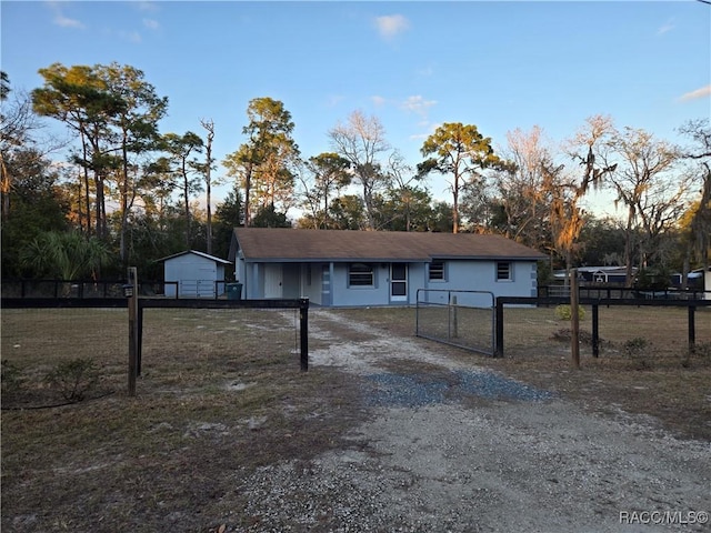 view of single story home