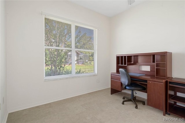 view of carpeted home office