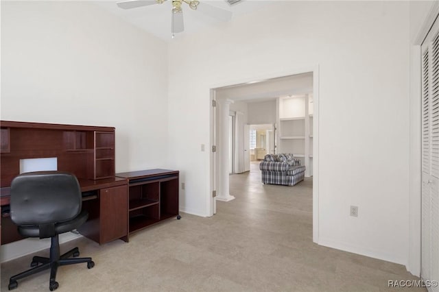 home office with ceiling fan