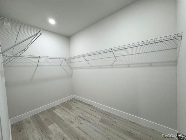 walk in closet with hardwood / wood-style flooring