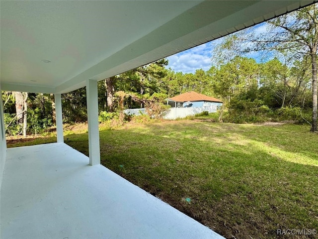 view of yard with a patio area