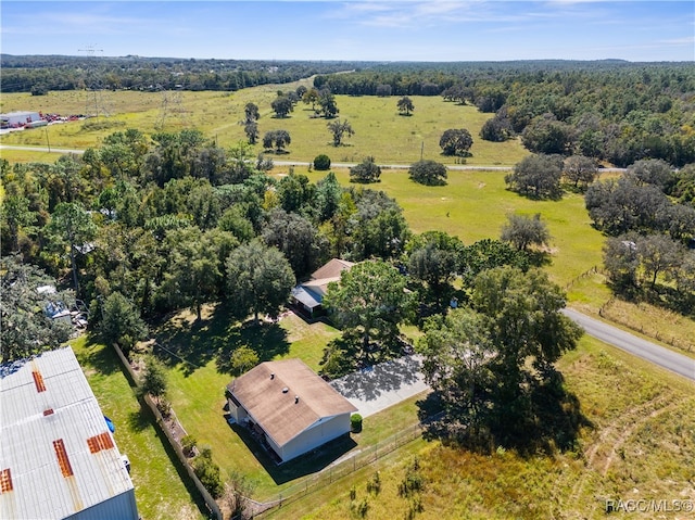 drone / aerial view with a rural view