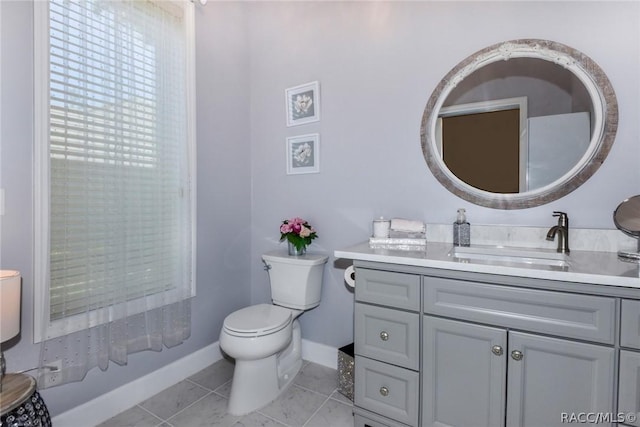 bathroom with tile patterned flooring, vanity, and toilet