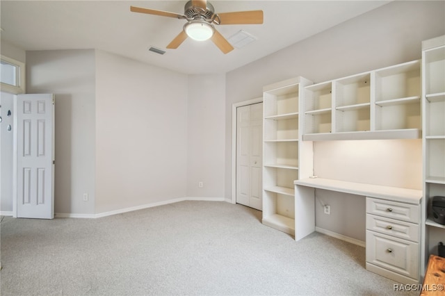 1049 W Lake Valley Ct, Hernando, FL 34442 - unfurnished office with light colored carpet, a ceiling fan, and baseboards