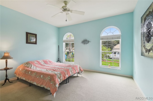 bedroom with carpet and ceiling fan