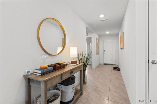 457 W Fairways View Dr, Beverly Hills, FL 34465 - hall featuring light tile patterned floors, baseboards, and recessed lighting