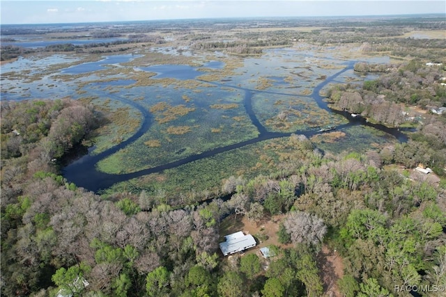 aerial view with a wooded view