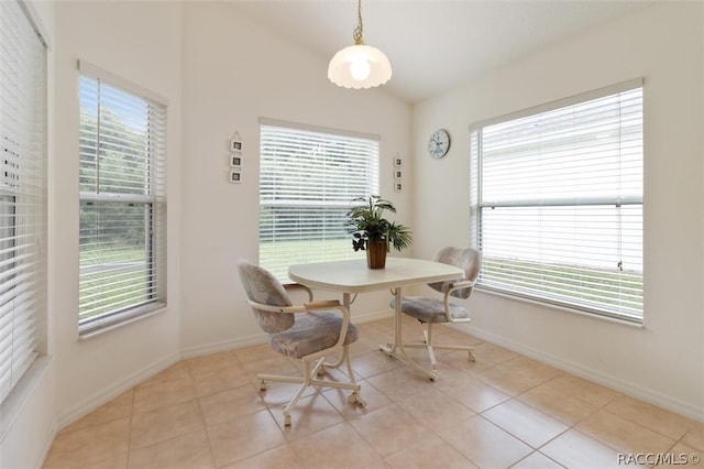 dining area with light tile patterned floors and a healthy amount of sunlight