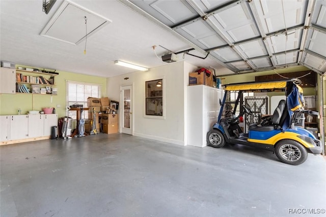 garage with a garage door opener