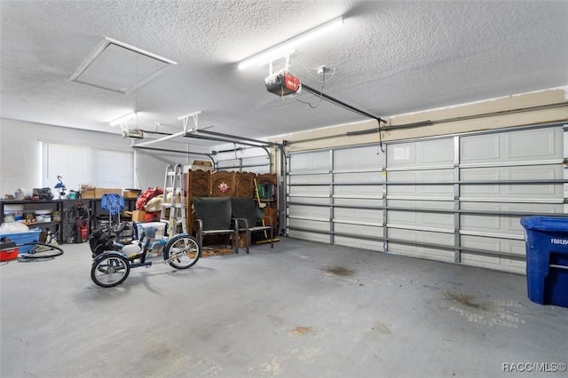 garage with a garage door opener