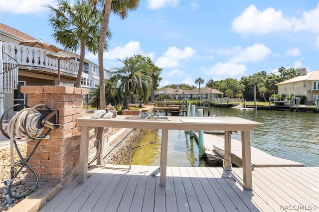 dock area featuring a water view